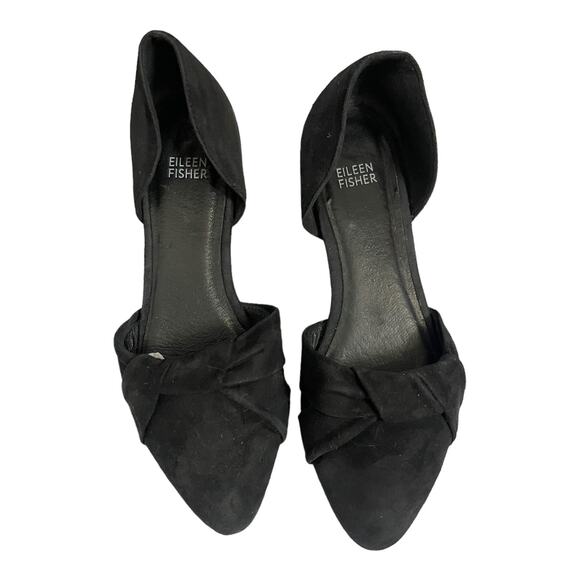 EILEEN FISHER Fuller Suede d'Orsay Flat Black Pointed Toe Leather Shoes 8 EUC - Picture 13 of 13